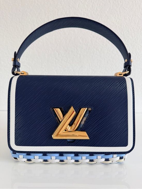 Louis Vuitton Handbags - Louis Vuitton Navy and White Epi Twist Small Top Handle Bag with Gold Hardware